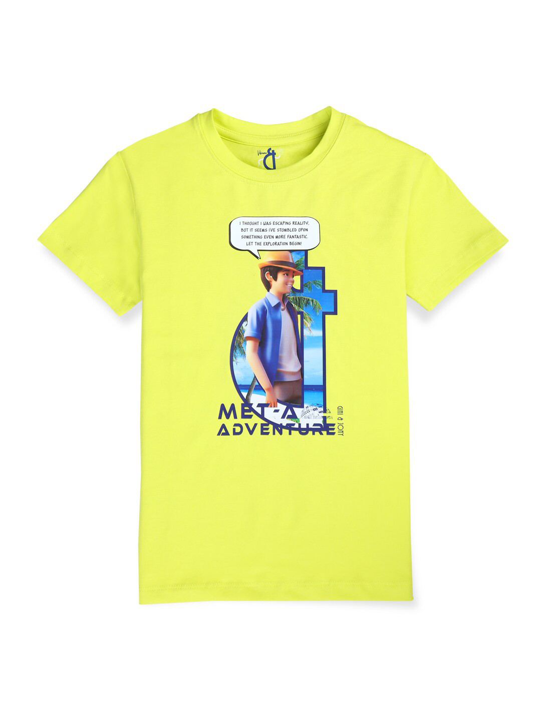 

Gini and Jony Boys Round Neck Short Sleeves Graphic Printed Cotton Regular Fit T-shirt, Yellow
