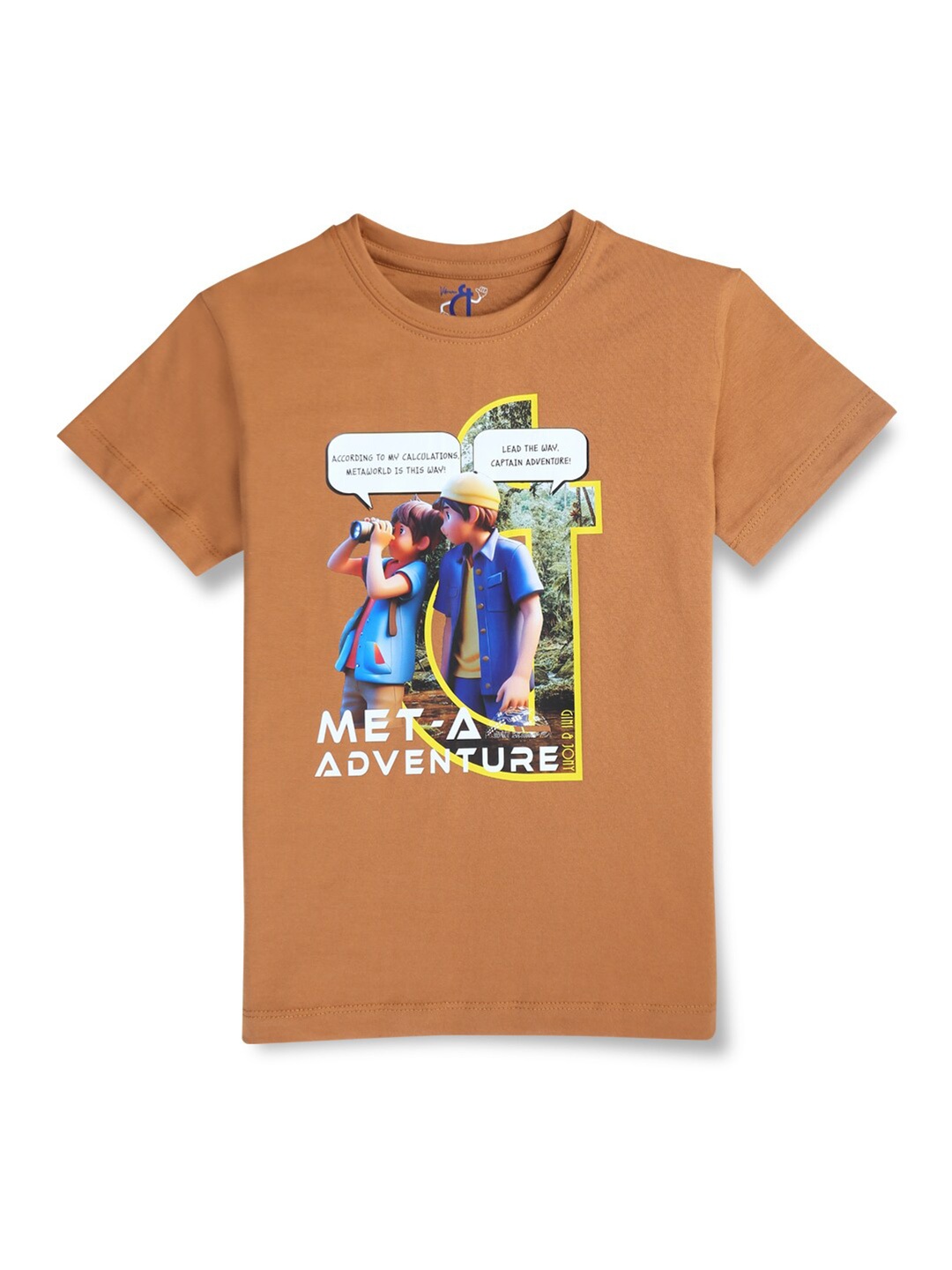 

Gini and Jony Boys Round Neck Printed T-shirt, Brown