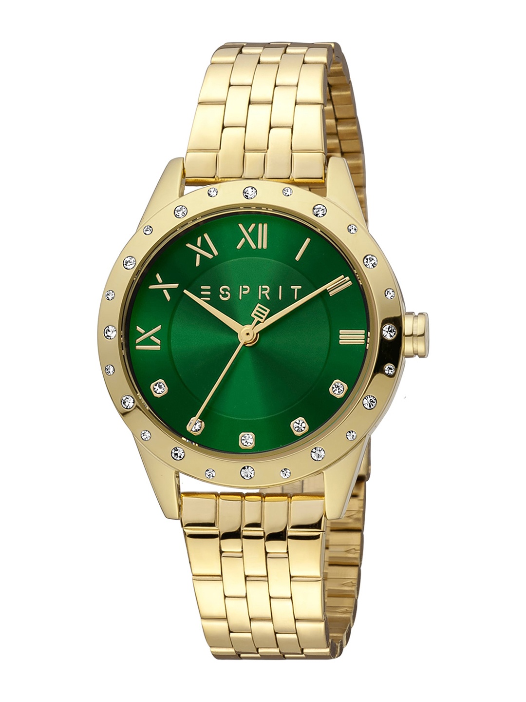 

ESPRIT Women Embellished Stainless Steel Bracelet Style Straps Analogue Watch ES1L302M1545, Rose gold