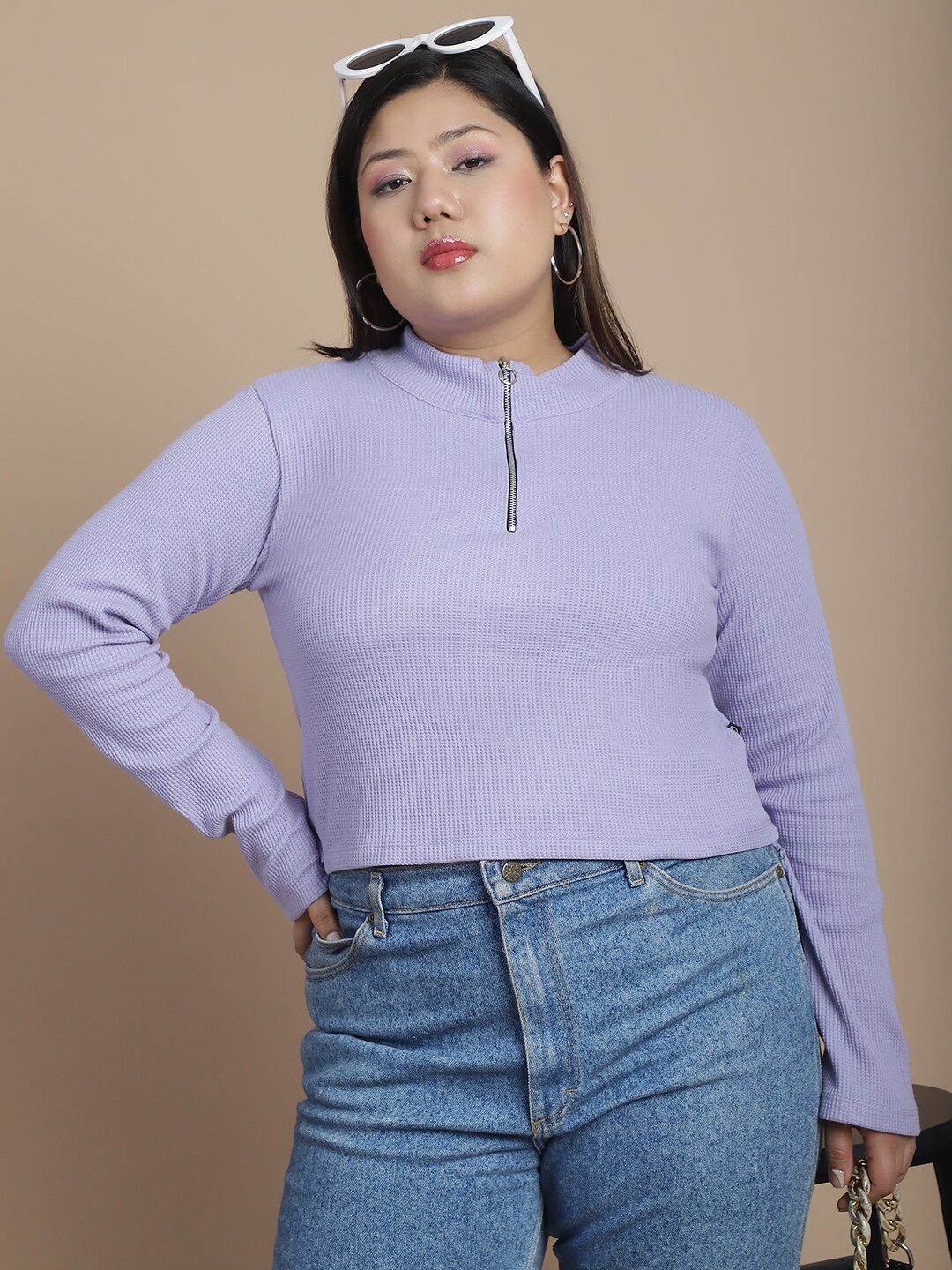 

Rigo Plus Size Cotton Crop Top, Purple