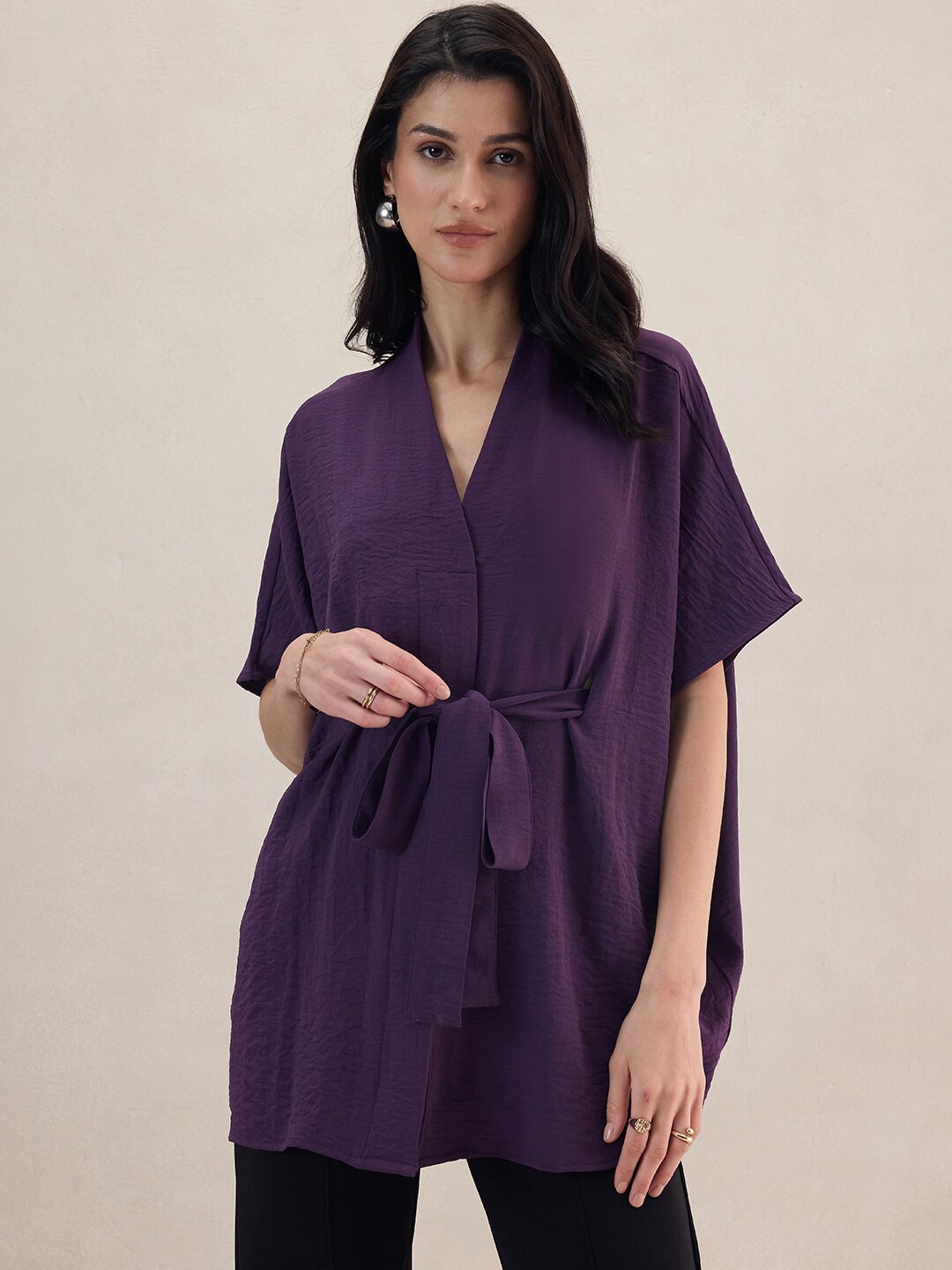 

Femella Kimono Sleeve Kaftan Top, Purple