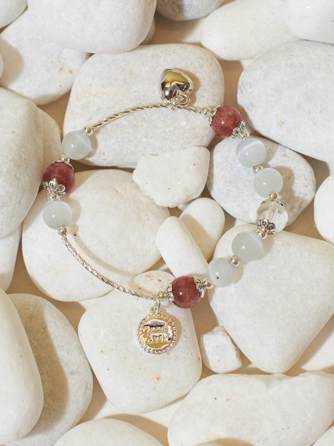 

SALTY Sweetheart Rose Beaded Elasticated Bracelet, Silver