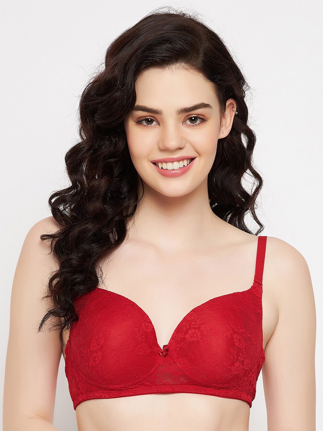 

Clovia Full Coverage Lightly Padded Bra All Day Comfort, Red
