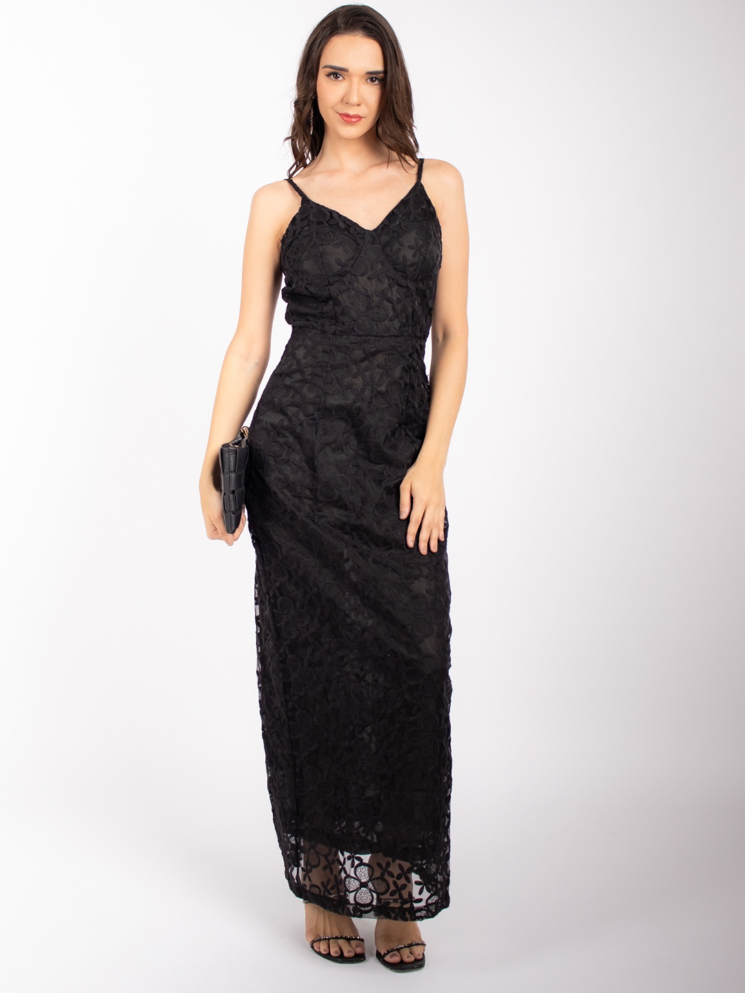 

Stylecast X Hersheinbox Shoulder Straps Maxi Lace Dress, Black