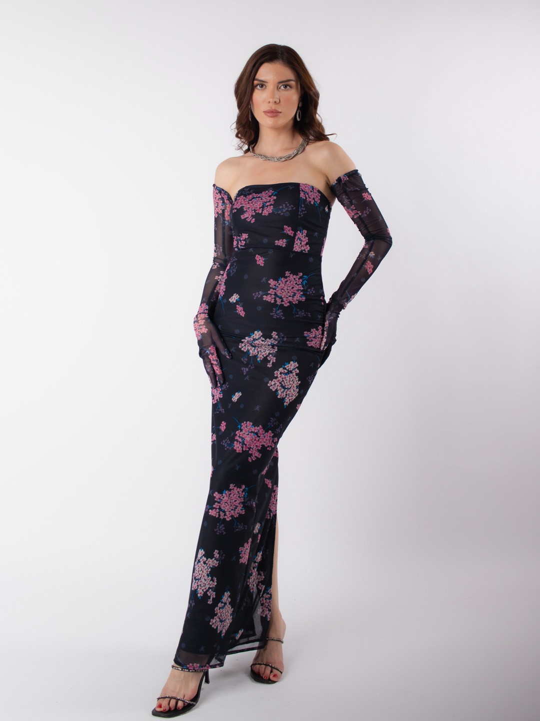 

Stylecast X Hersheinbox Floral Print Strapless Maxi Dress, Navy blue