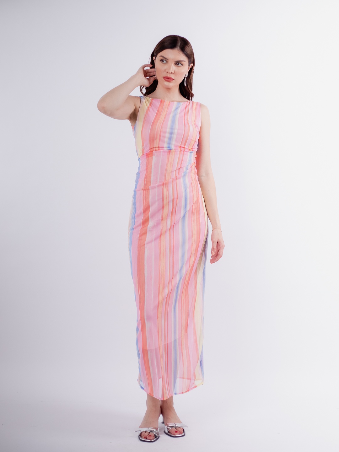 

Stylecast X Hersheinbox Striped Ruched Maxi Dress, Pink