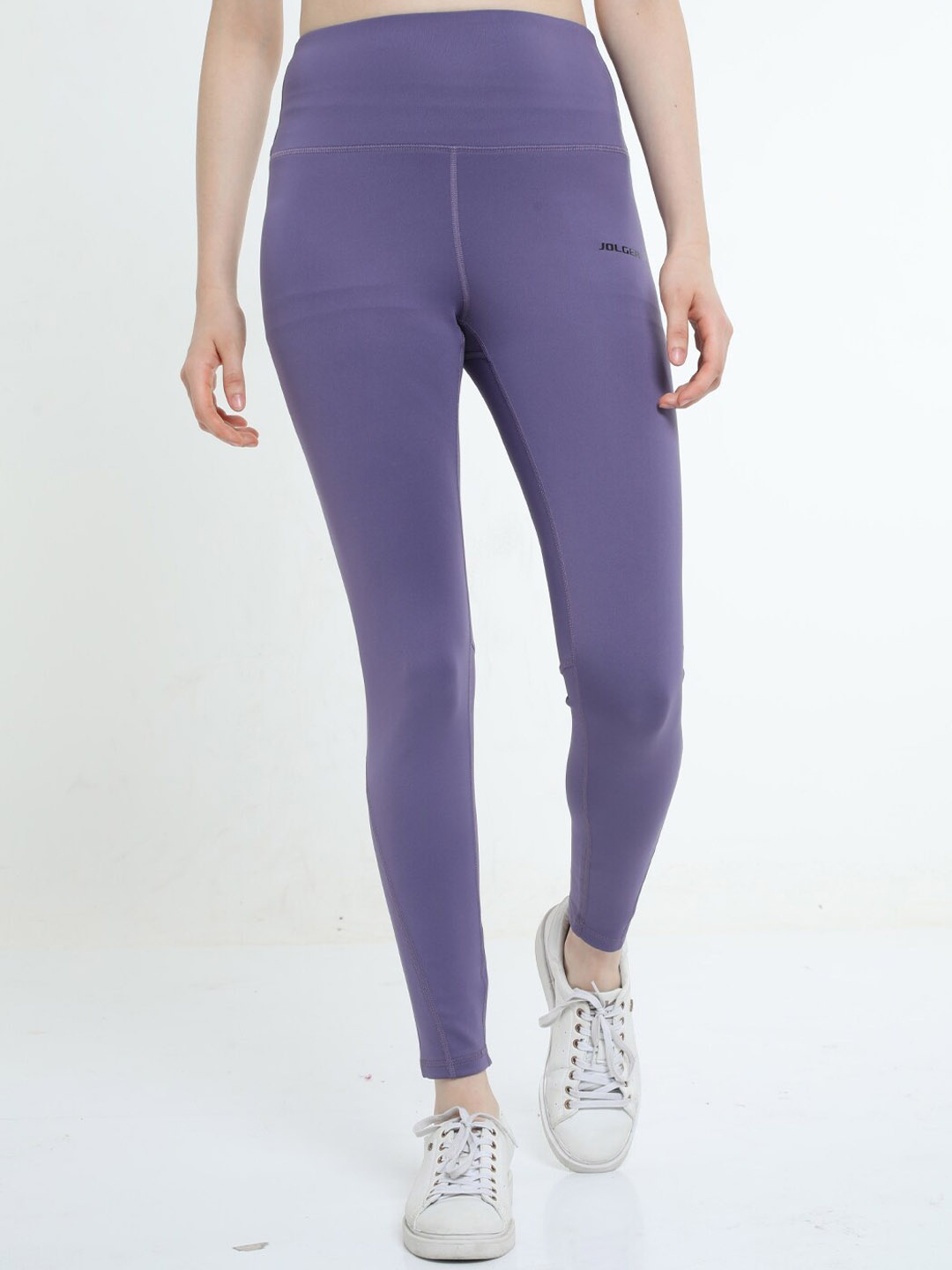 

Jolger Women's Super High Waisted Satin Finish Sun Protected 8/8 Tights, Purple