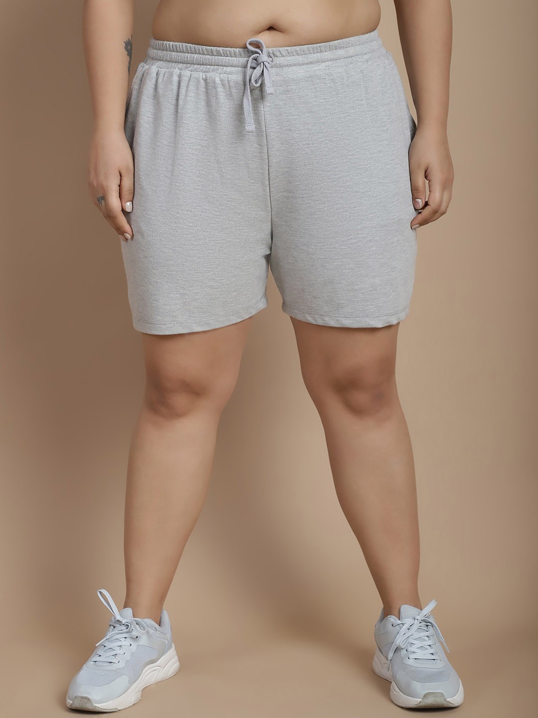 

Rute Plus Size Women Mid-Rise Cotton Sports Shorts, Grey
