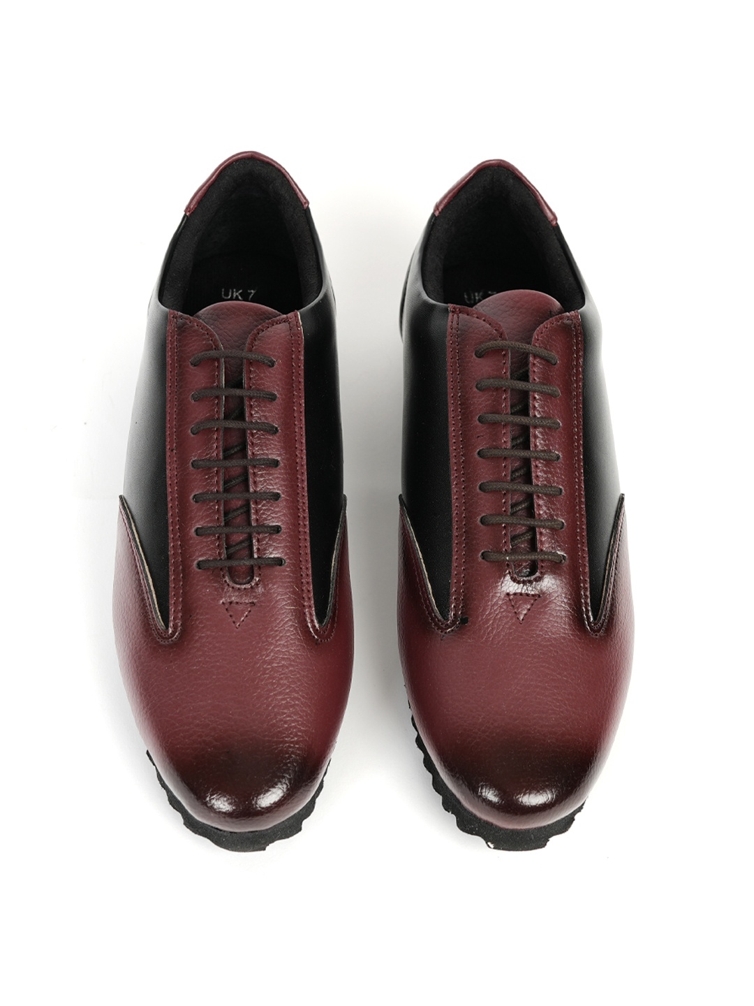 

MONKSTORY Men Round Toe Oxfords, Burgundy