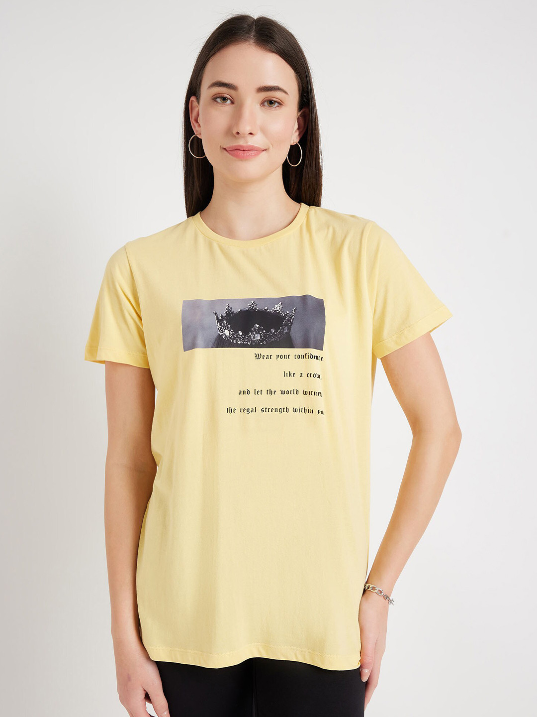 

EDRIO Graphic Printed Cotton T-shirt, Beige