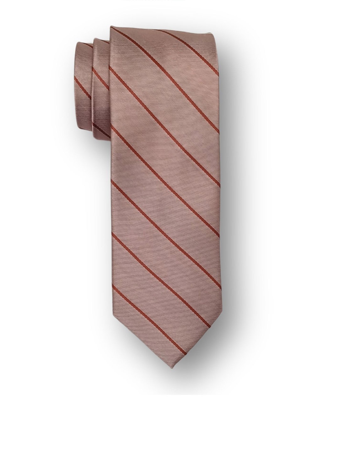 

The Tie Hub Men Striped Pure Silk Broad Tie, Pink