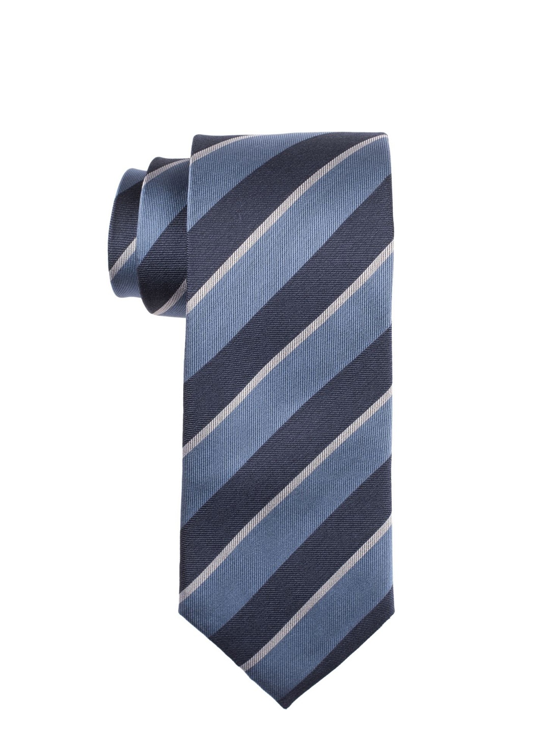 

The Tie Hub Men Striped Silk Broad Tie, Blue