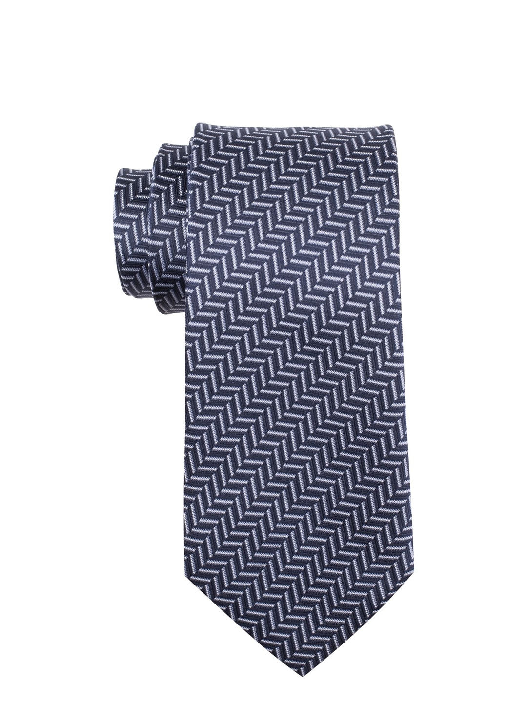 

The Tie Hub Men Striped Silk Broad Tie, Blue