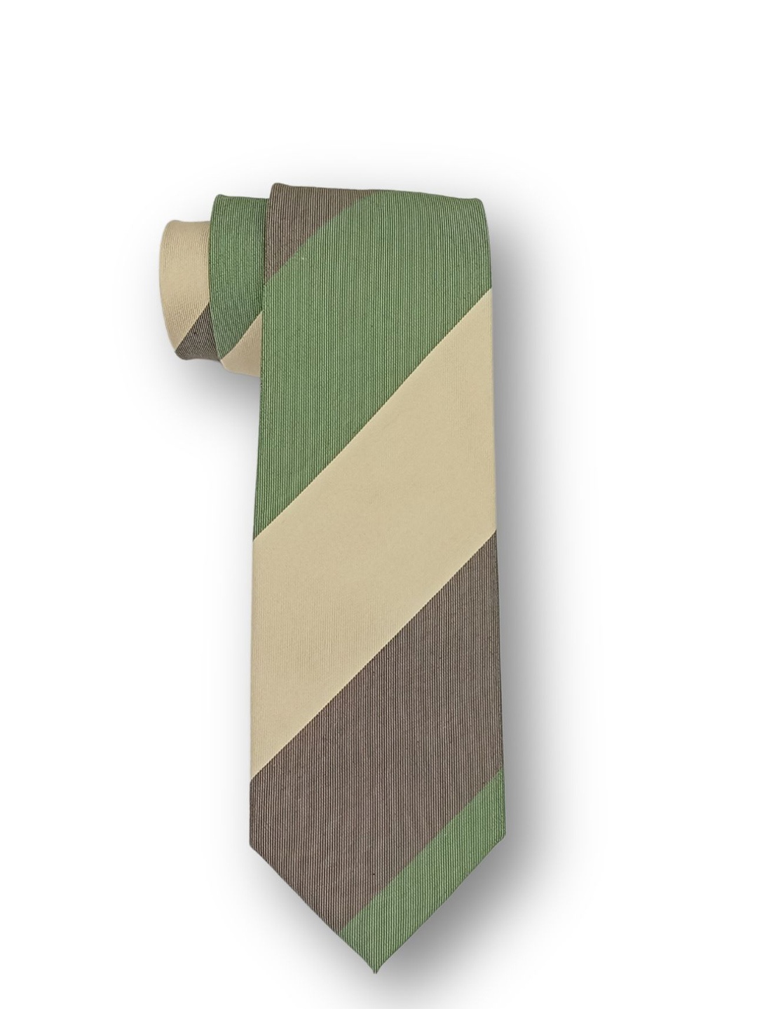 

The Tie Hub Men Striped Silk Cotton Broad Tie, Green