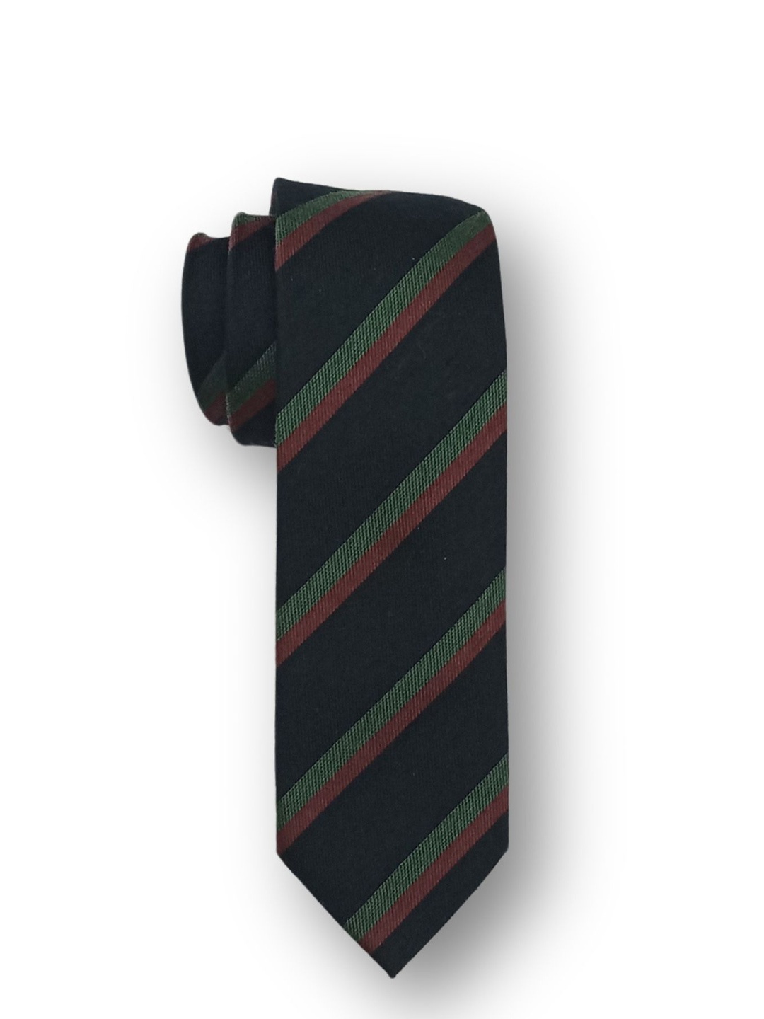 

The Tie Hub Men Striped Silk Wool Broad Tie, Black