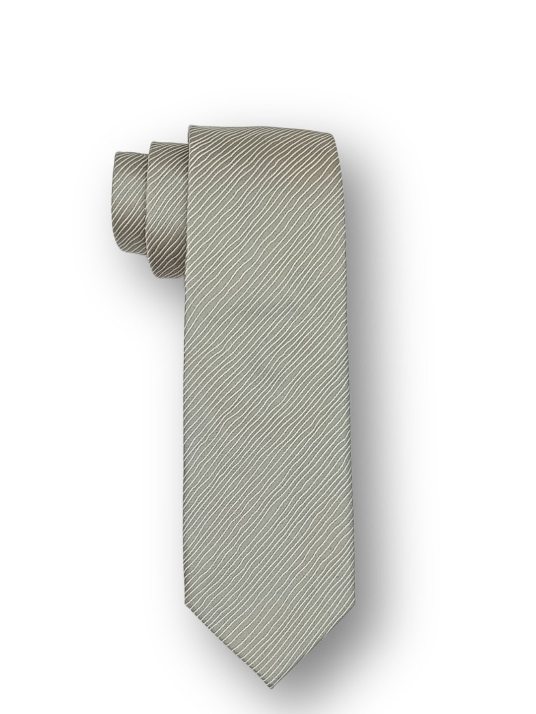 

The Tie Hub Men Striped Pure Silk Broad Tie, Grey