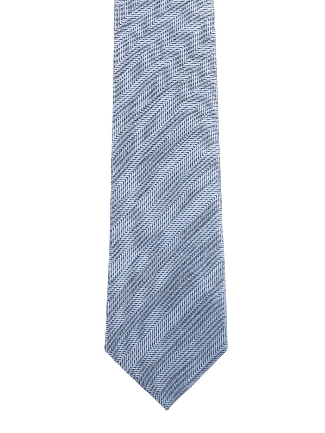 

The Tie Hub Men Striped Linen Silk Broad Tie, Blue