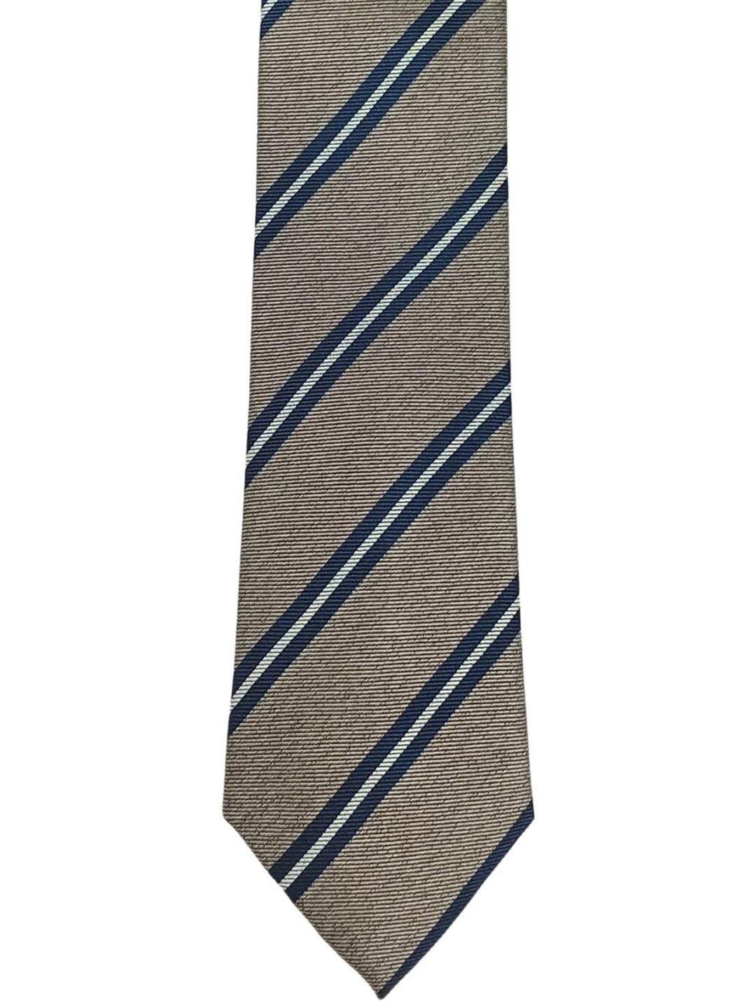 

The Tie Hub Men Striped Pure Silk Broad Tie, Grey