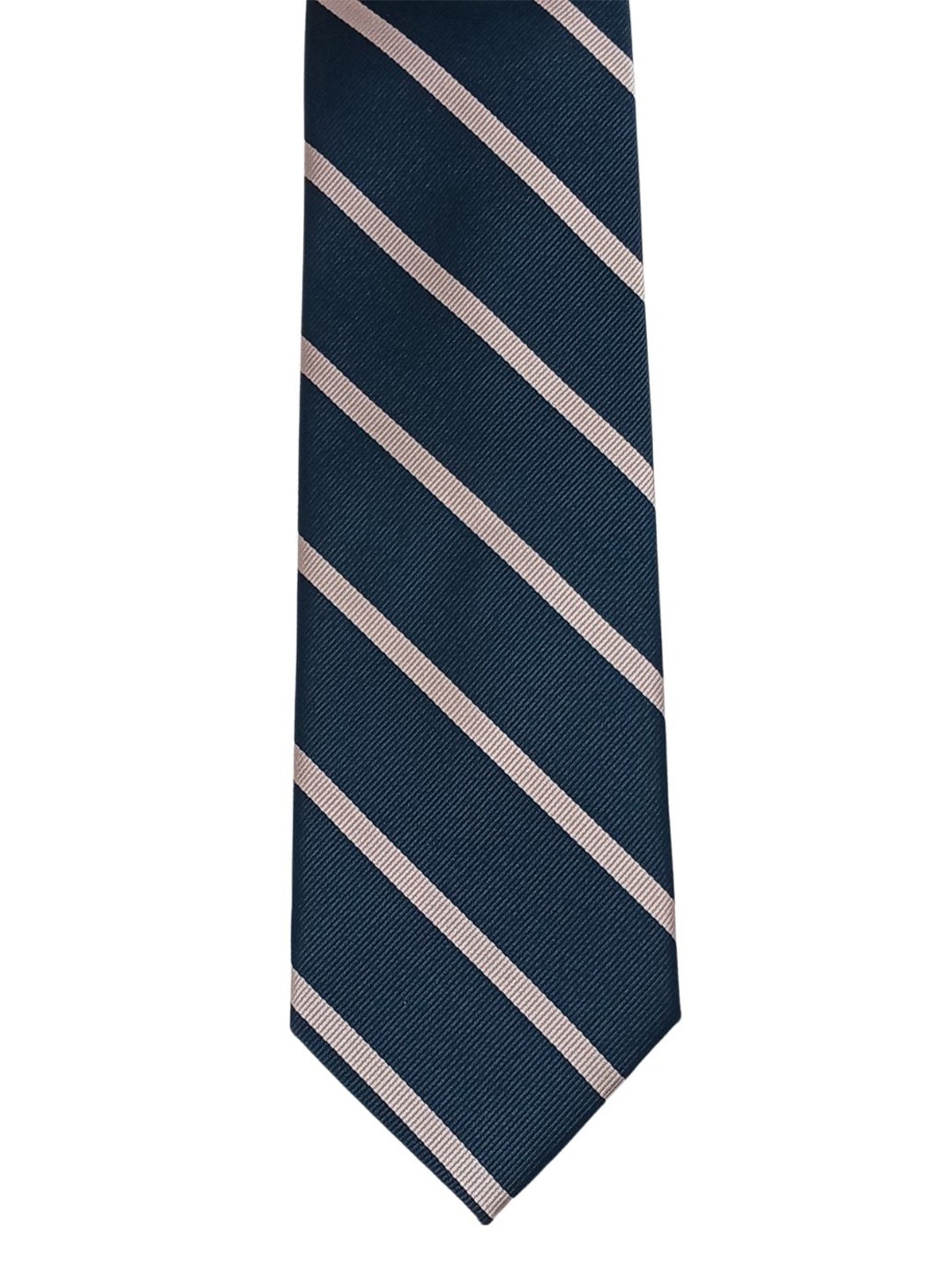 

The Tie Hub Men Striped Pure Silk Broad Tie, Navy blue