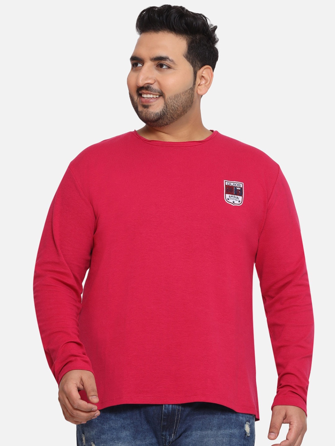 

Santonio Round Neck Cotton Plus Size T-shirt, Pink