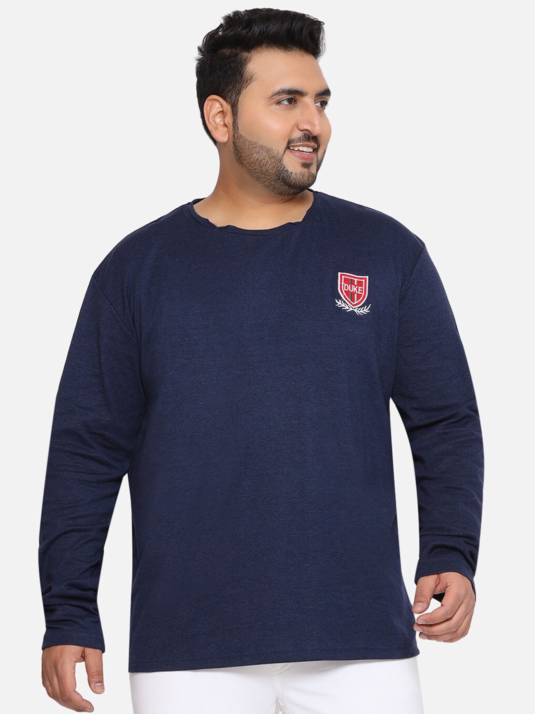 

Santonio Round Neck Cotton Plus Size T-shirt, Navy blue