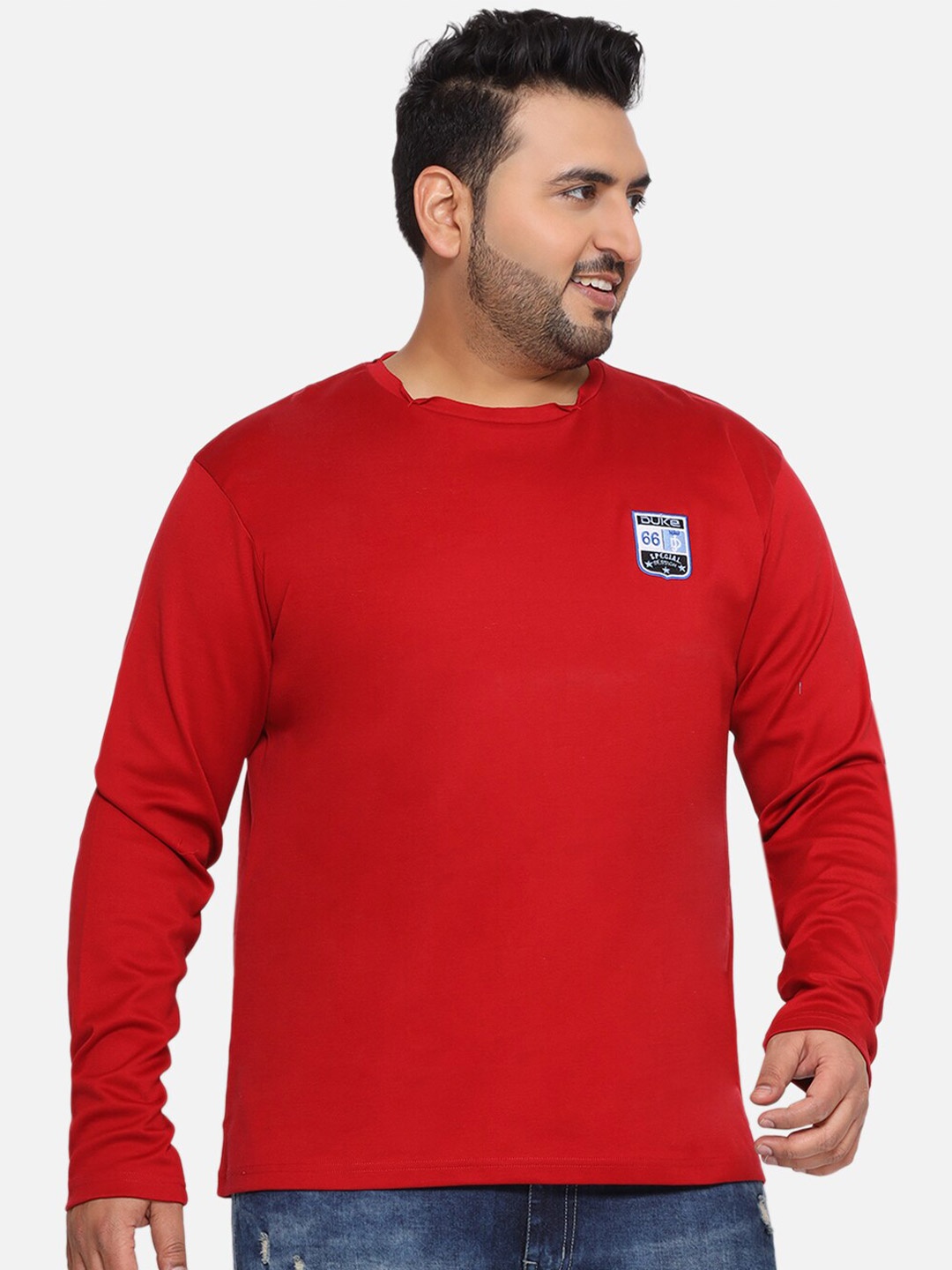 

Santonio Round Neck Cotton Plus Size T-shirt, Red