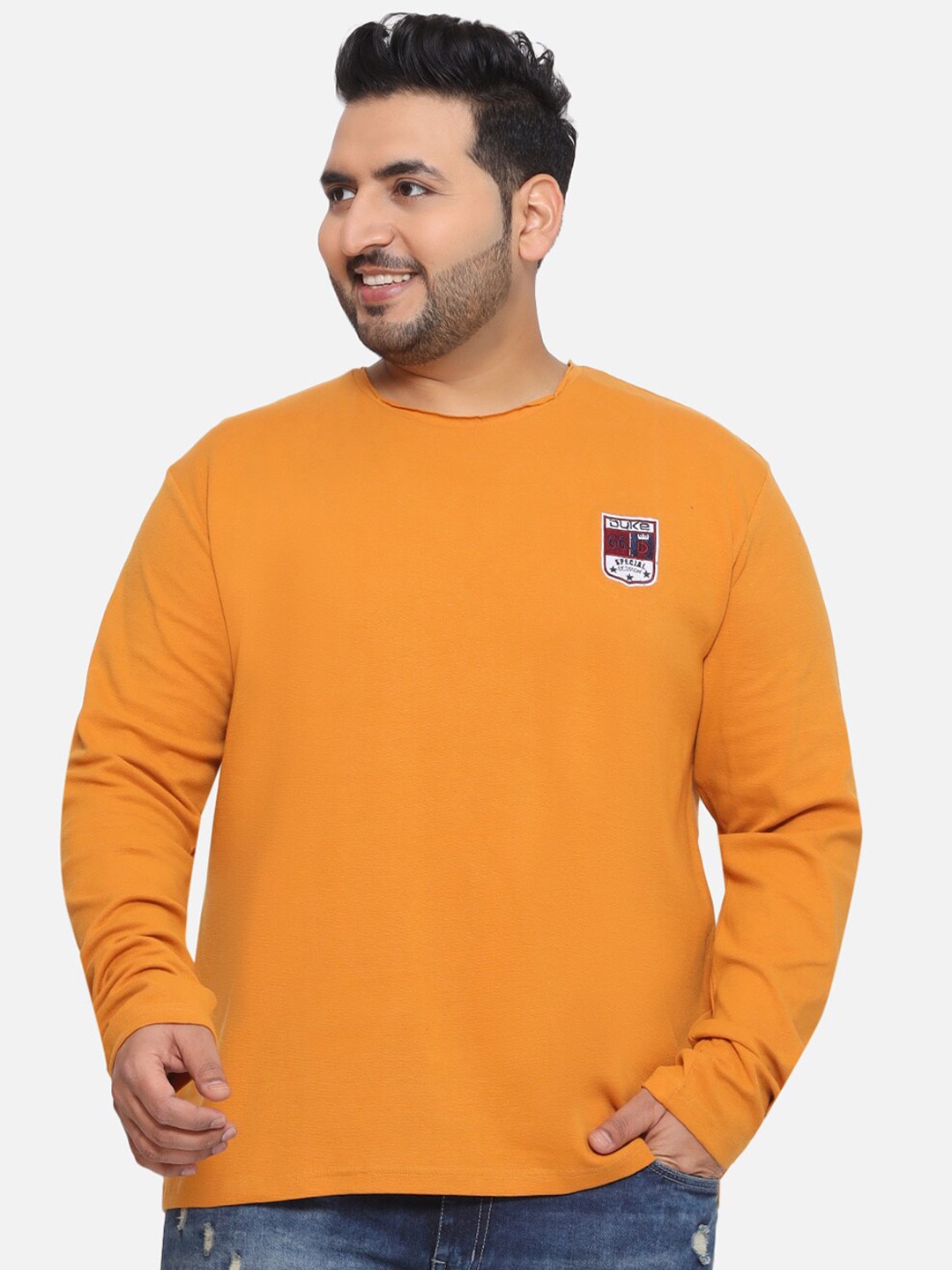 

Santonio Round Neck Cotton Plus Size T-shirt, Mustard