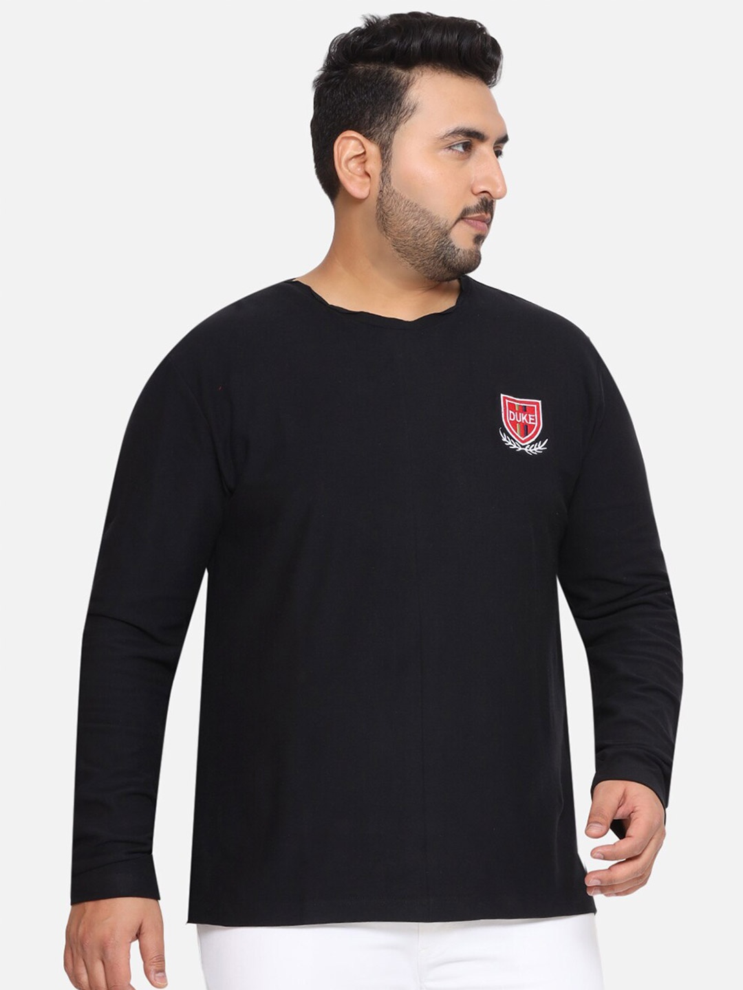 

Santonio Round Neck Cotton Plus Size T-shirt, Black