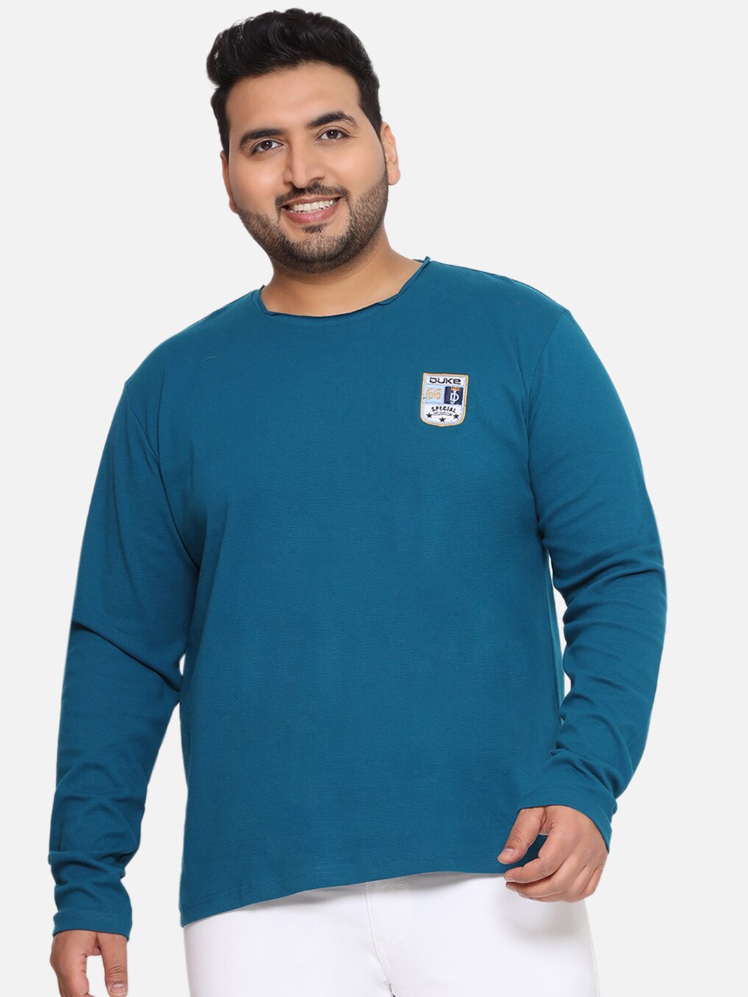 

Santonio Round Neck Cotton Plus Size T-shirt, Teal
