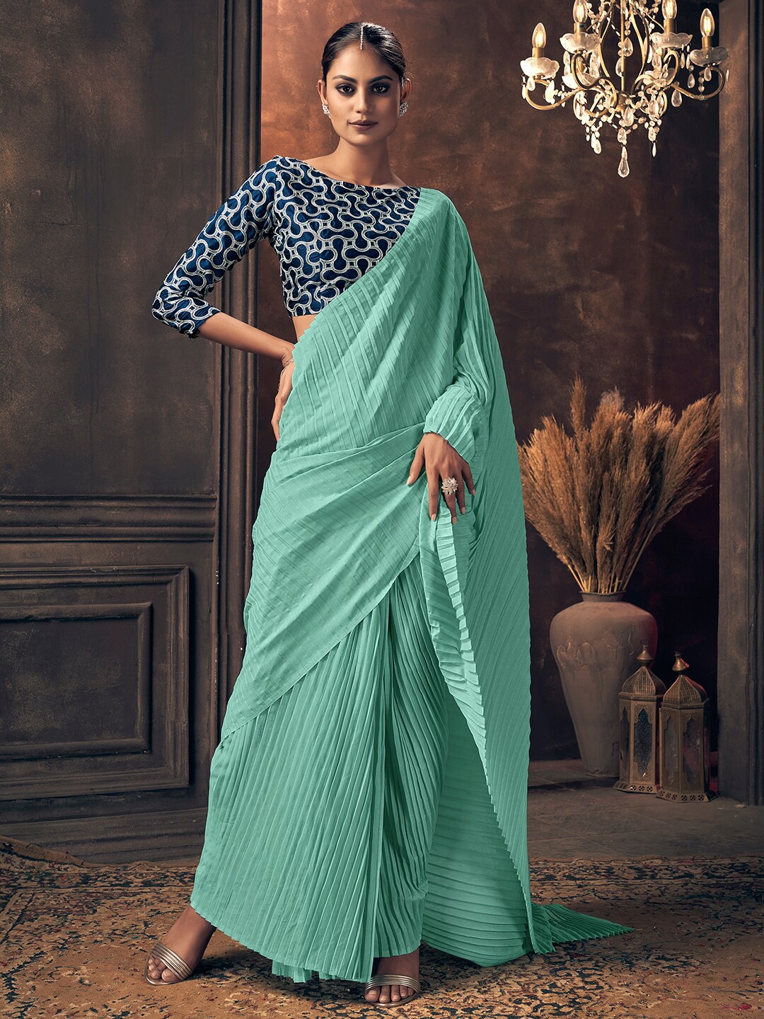 

Sunasi Art Silk Saree, Turquoise blue