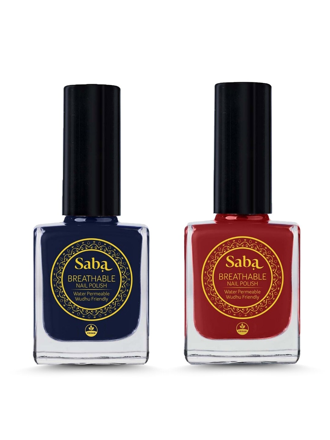 

Saba Set Of 2 Breathable Nail Paint- 12 ml Each - Russian Blue & Rouge Red