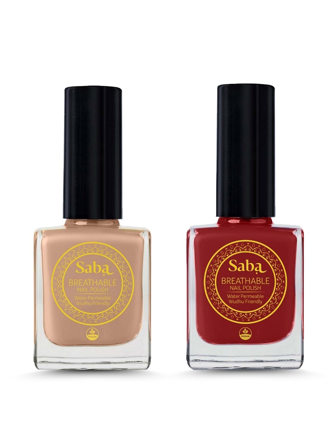 

Saba Set Of 2 Breathable Nail Paint 12 ml each - Peach Play & Rouge Red