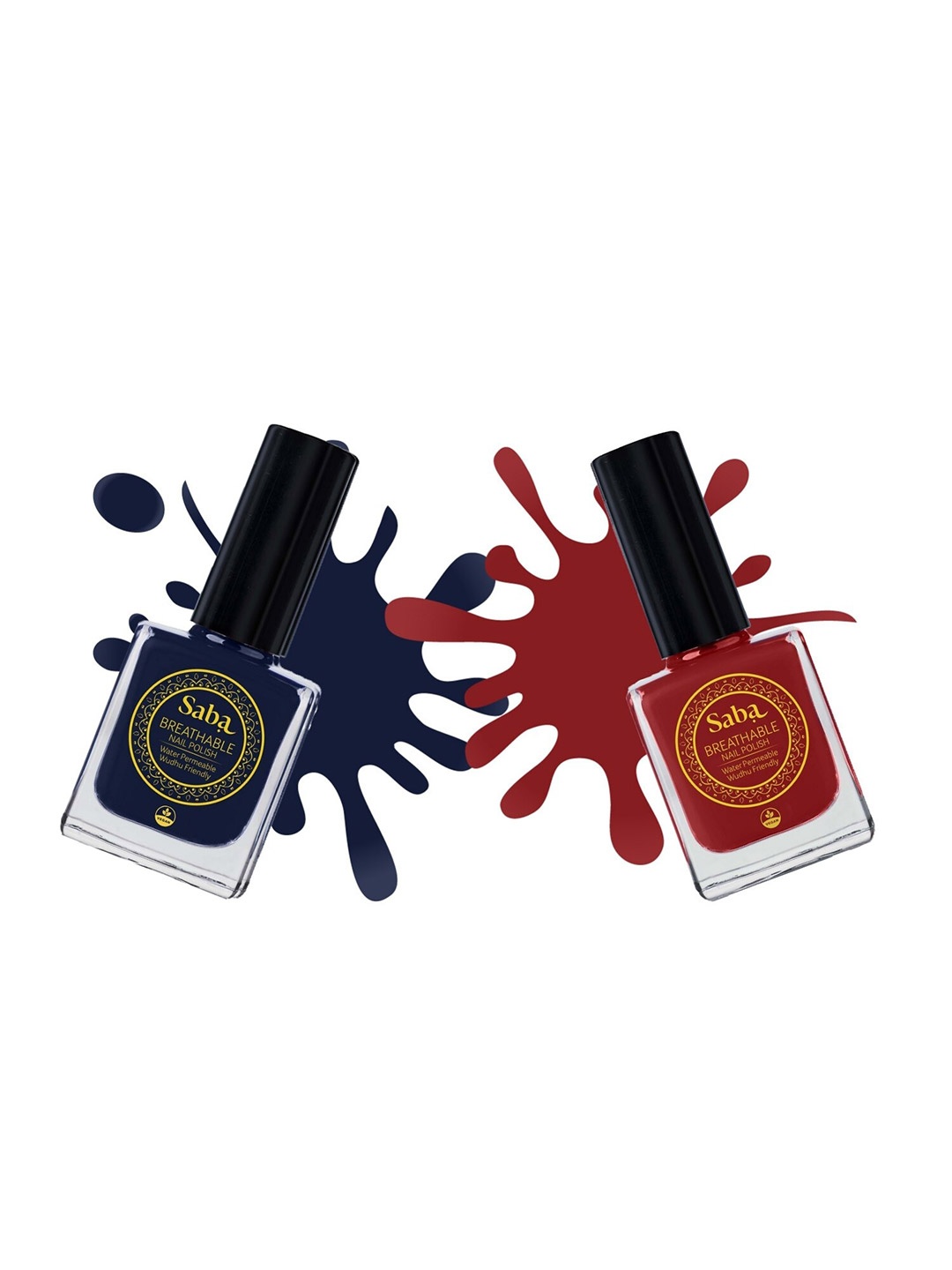 

Saba Set Of 2 Breathable Nail Paint -12 ml each - Russian Blue & Rouge Red