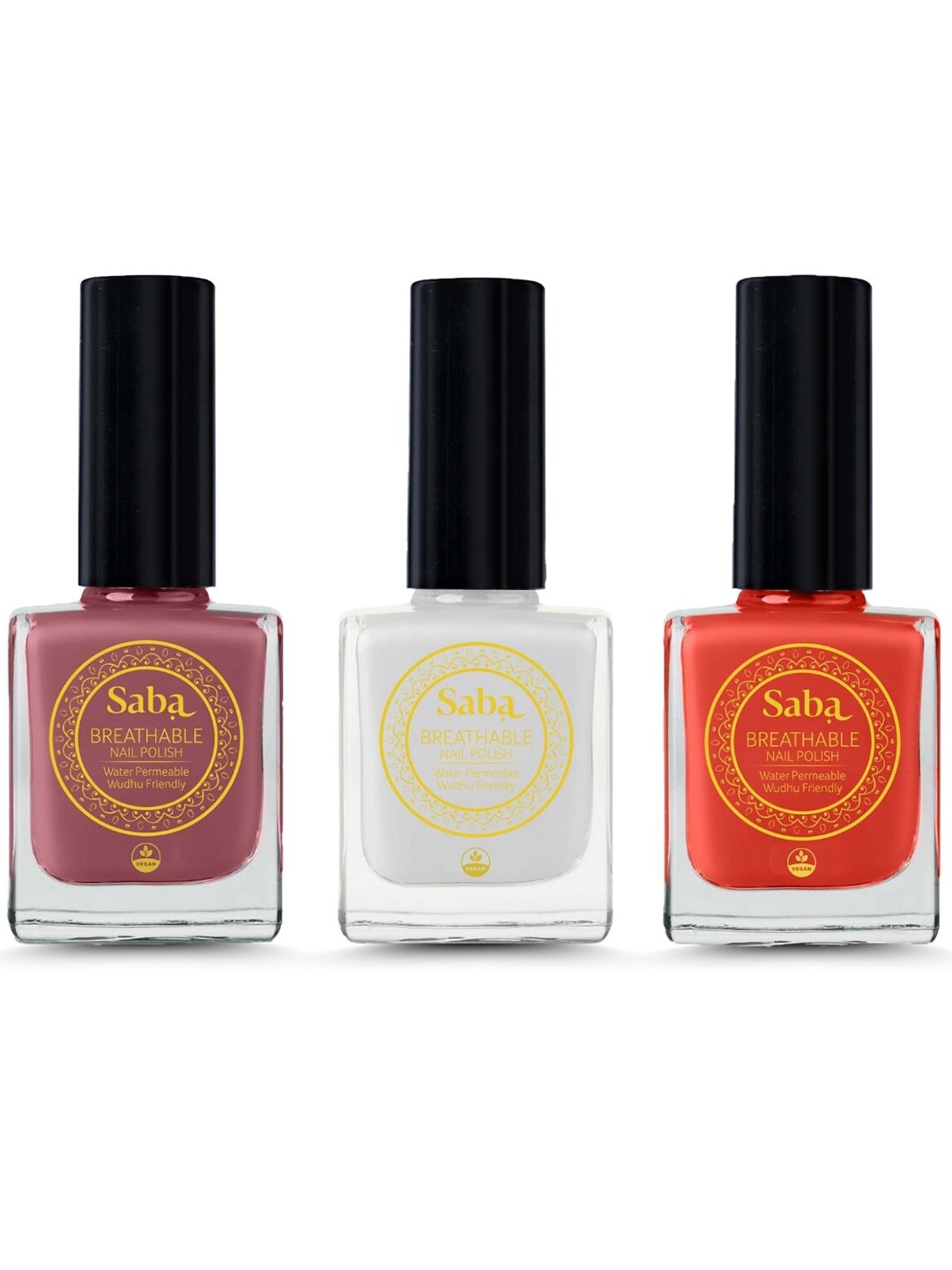 

Saba Set Of 3 Breathable Nail Paint - 12 ml Each, Red