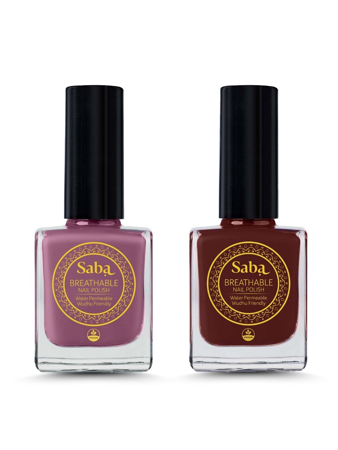 

Saba Set Of 2 Breathable Nail Paint - 12 ml Each - Burnt Rose & Mahogany, Maroon