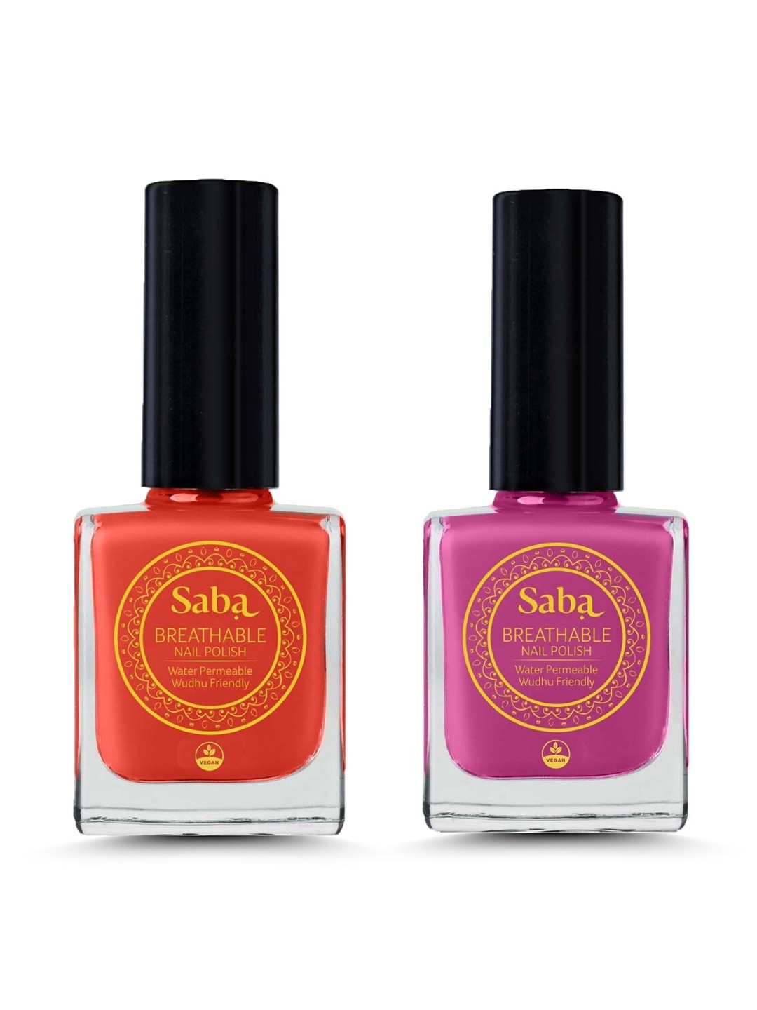 

Saba Set Of 2 Breathable Nail Paint - 12 ml Each - Hibiscus Red & Mulberry Pink