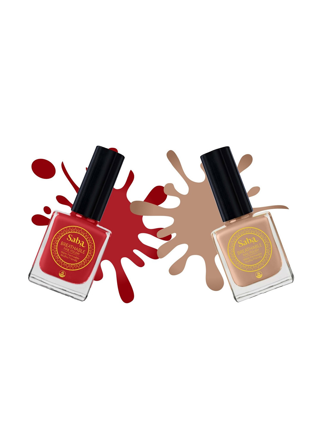 

Saba Set Of 2 Breathable Nail Polish -12ml Each - Dark Fantasy & Peach Play, Red