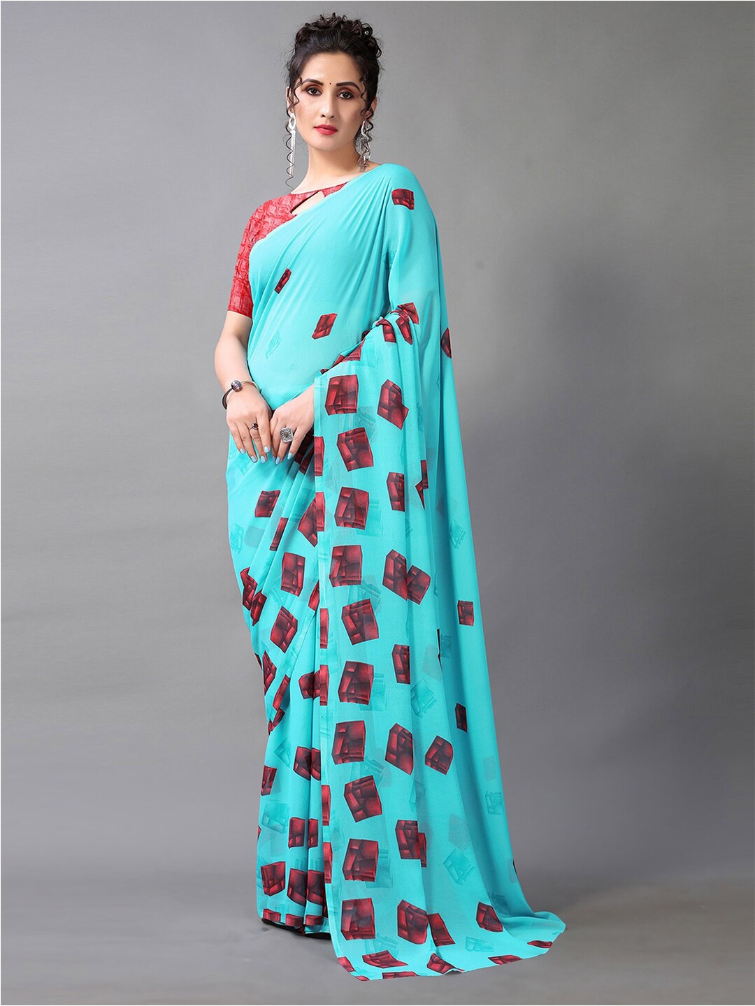 

Mitera Geometric Printed Saree, Blue