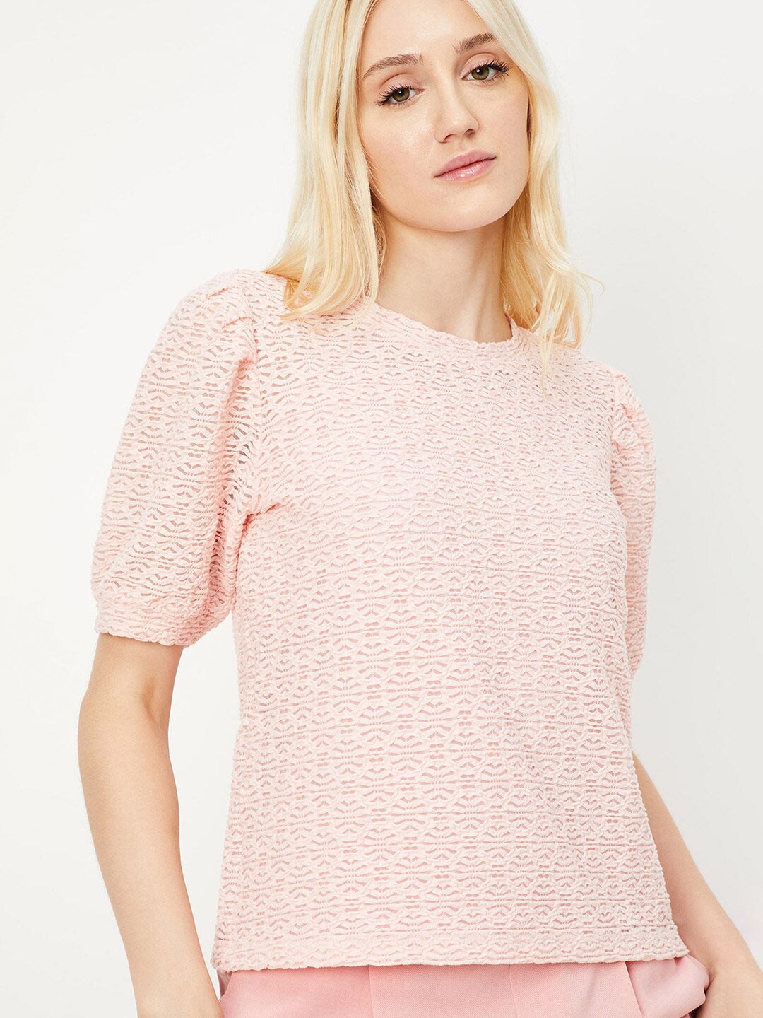 

max Self Design Top, Pink