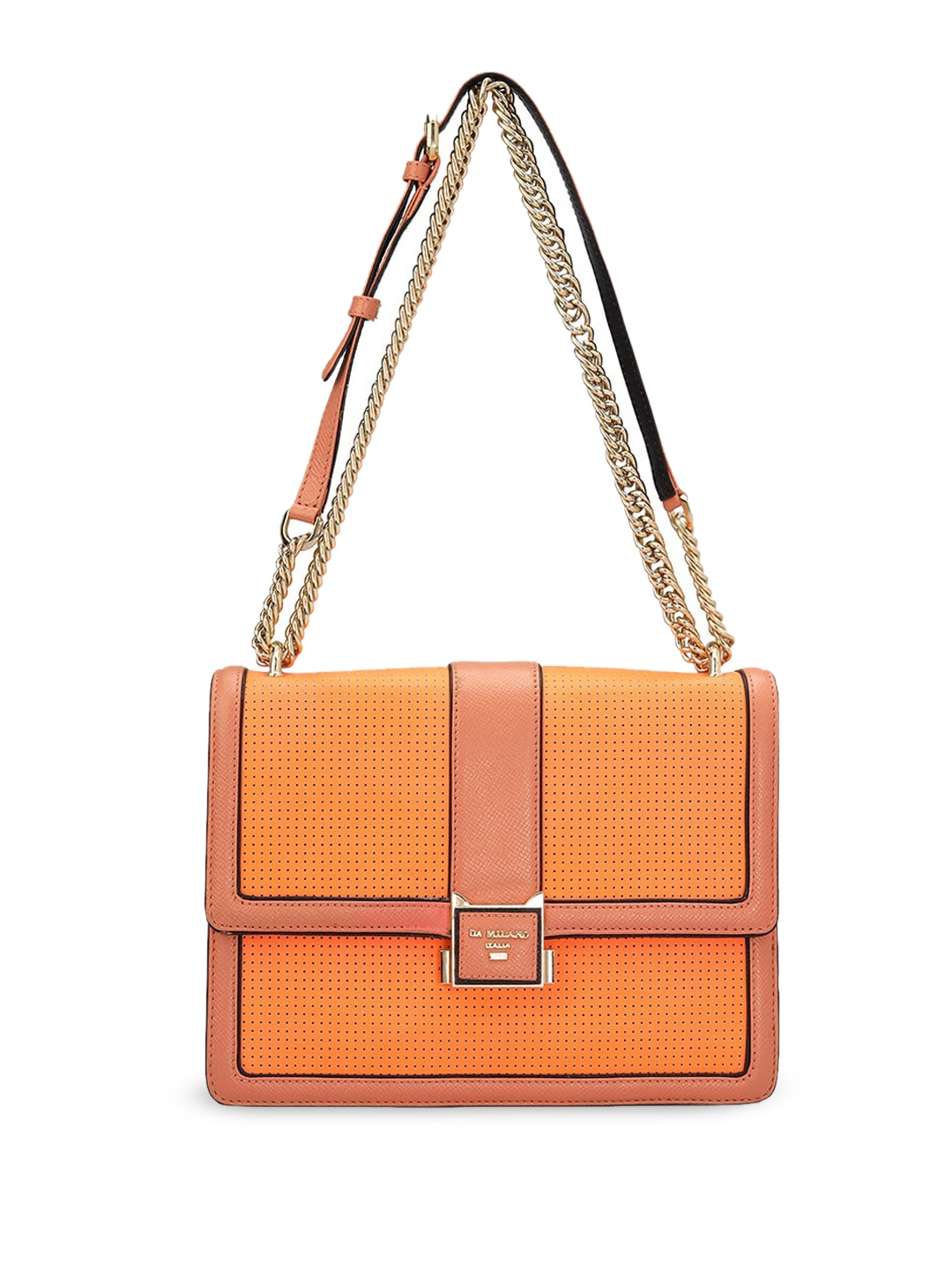 

Da Milano Textured Leather Structured Sling Bag with Tasselled, Orange