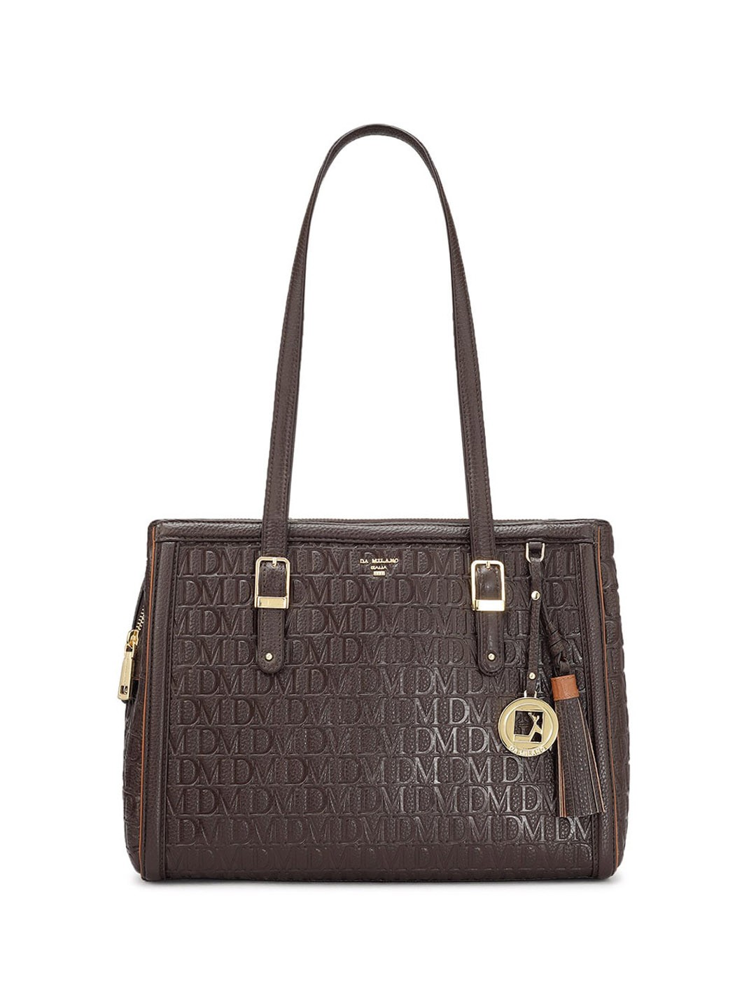 

Da Milano Textured Leather Structured Shoulder Bag, Brown