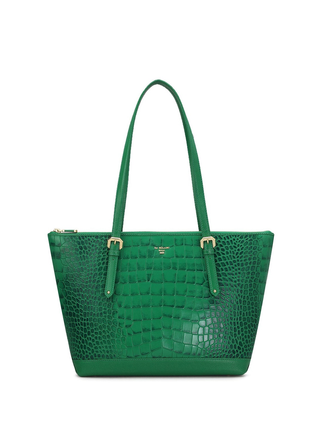 

Da Milano Animal Textured Leather Oversized Shopper Tote Bag, Green
