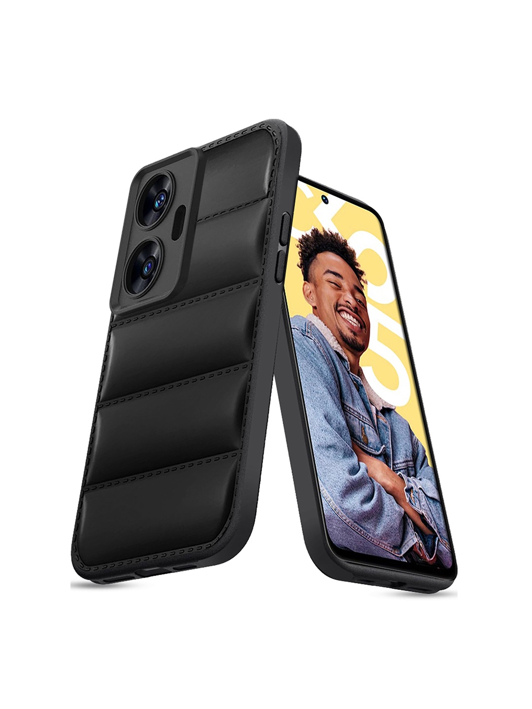 

Karwan Realme C55 Puffer Edition Silicone Mobile Back Case, Black