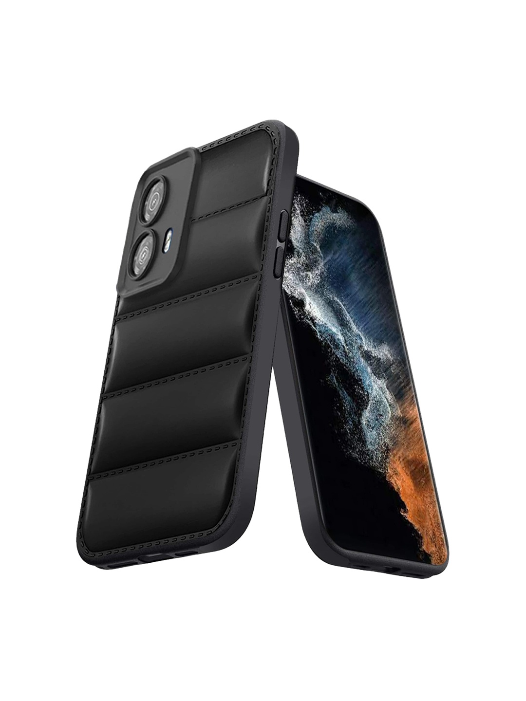 

Karwan Moto G34 Puffer Edition Silicone Mobile Back Case, Black