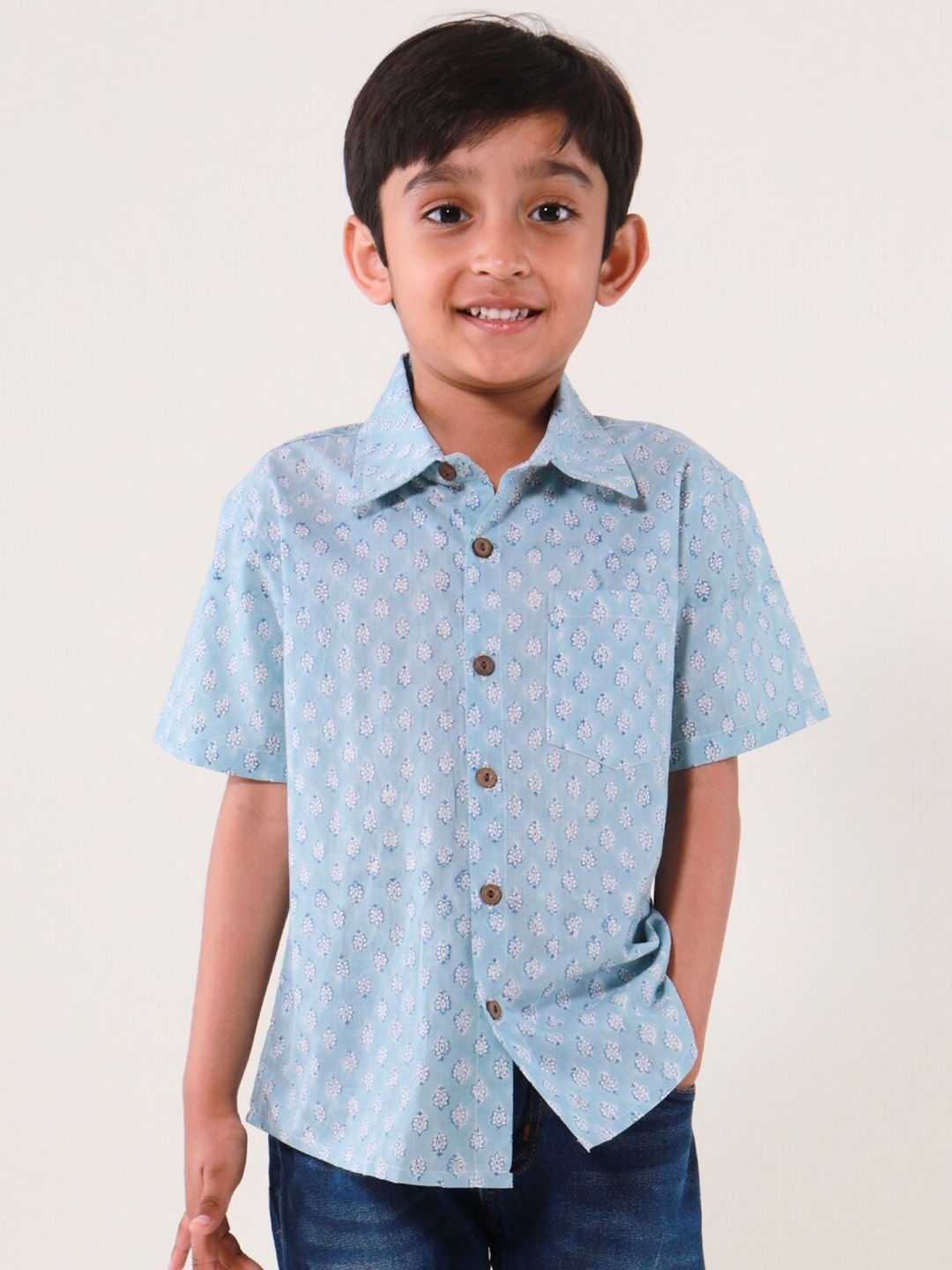 

My Little Lambs Boys Classic Checked Casual Shirt, Blue