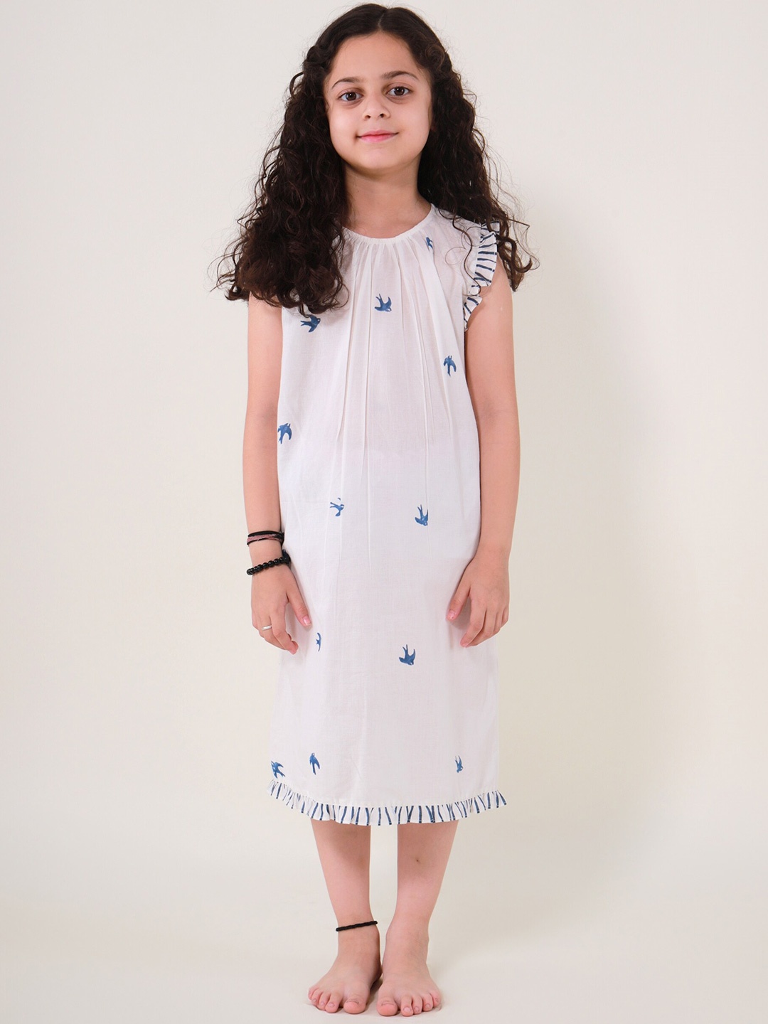 

My Little Lambs Girls Conversational Printed Pure Cotton Nightdress, Blue