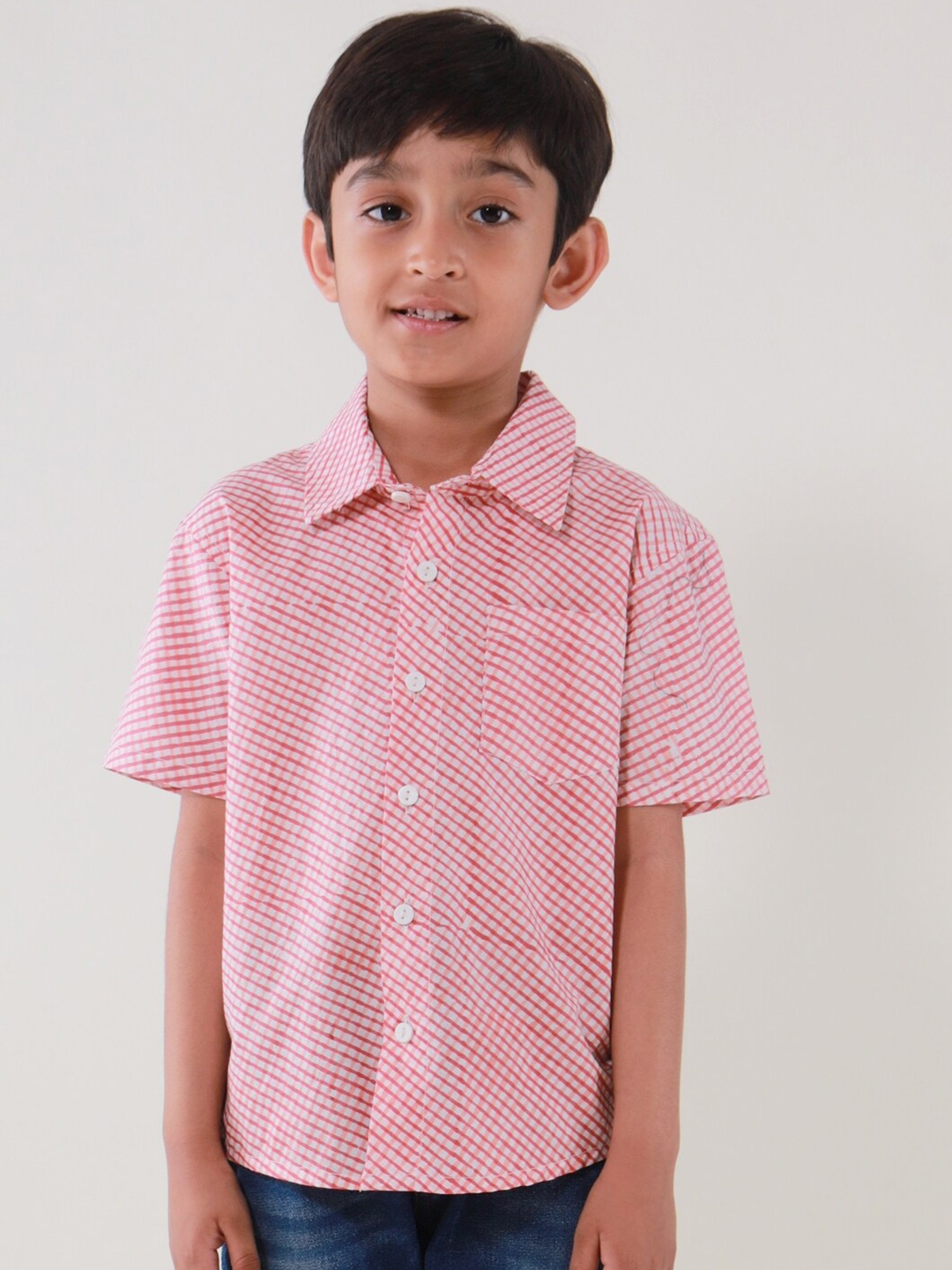 

My Little Lambs Boys Classic Printed Checked Casual Shirt, Red