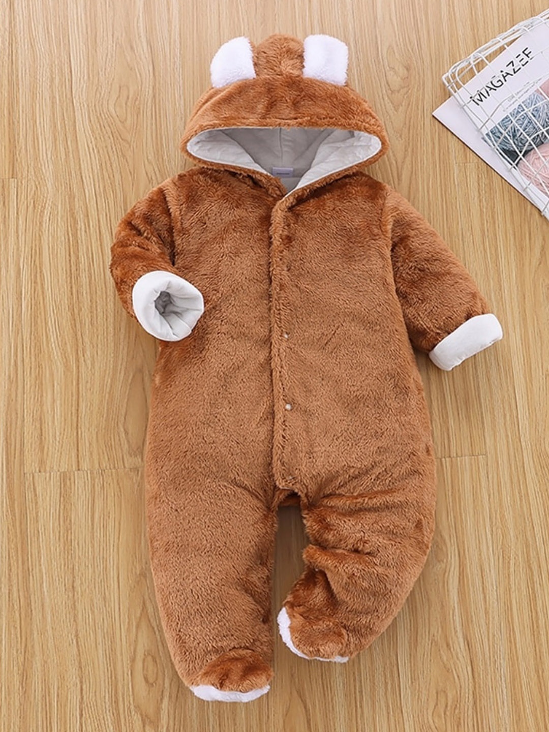 

BRANDONN Infants Kids Hooded Sleepsuit, Rust