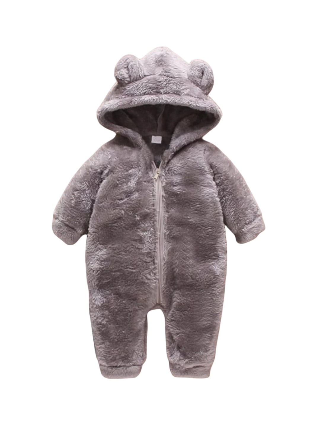 

BRANDONN Infants Loose Fit Hood Romper, Grey