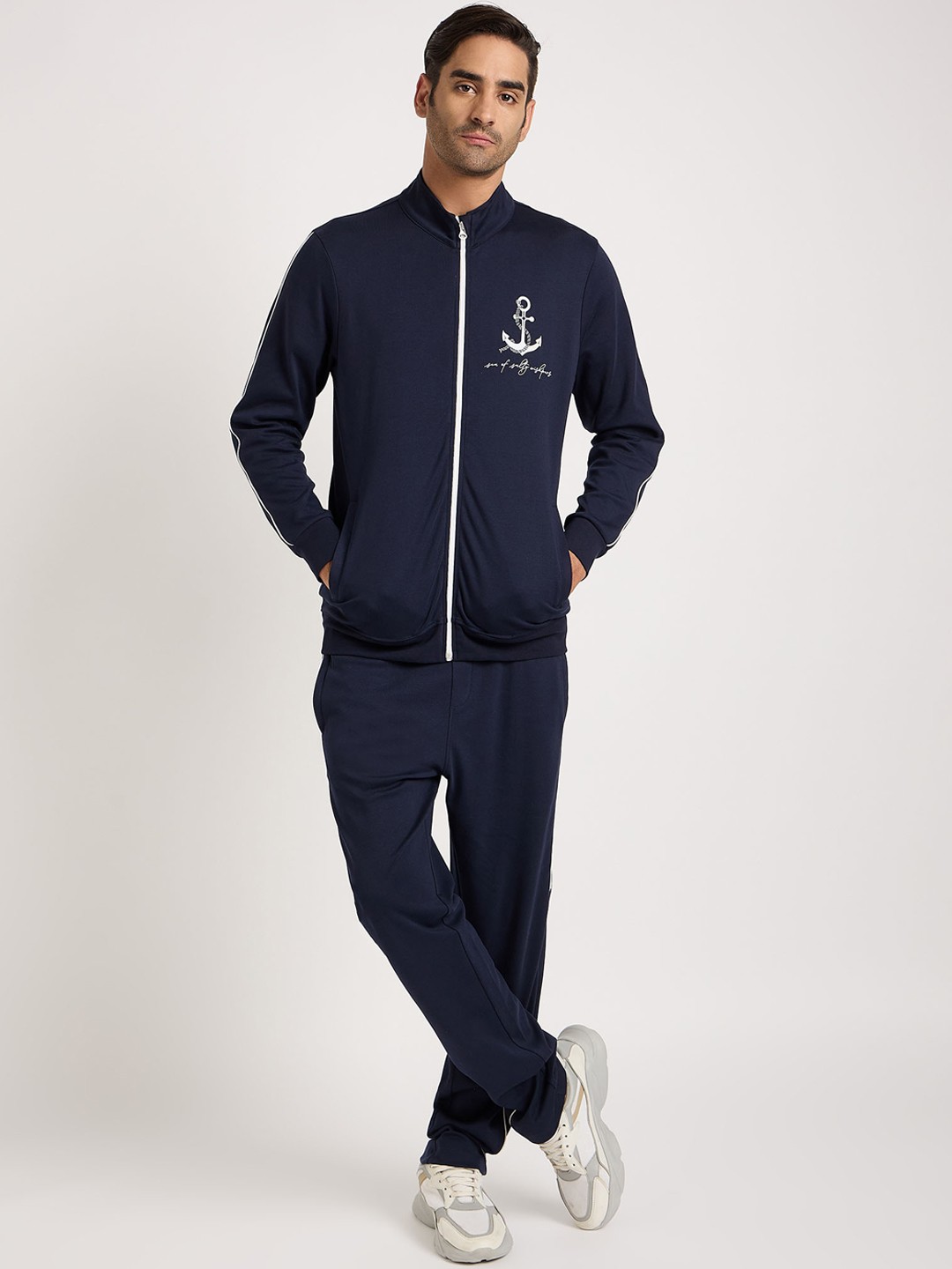 

EDRIO Men Nautical Anchor Bomber, Navy blue